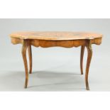 A 19TH CENTURY WALNUT AND FLORAL MARQUETRY CENTRE TABLE