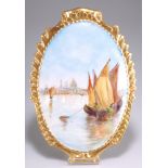 A CONTINENTAL PAINTED PORCELAIN WALL PLAQUE
