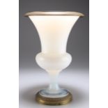 A FRENCH 19TH CENTURY BRONZE-MOUNTED OPALINE GLASS VASE