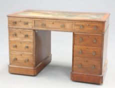 A VICTORIAN MAHOGANY PEDESTAL DESK