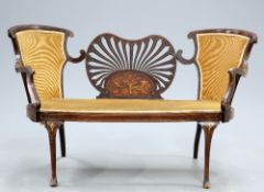 AN INLAID ROSEWOOD SETTEE, CIRCA 1890