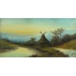 ENGLISH SCHOOL (19TH CENTURY), RIVER LANDSCAPES WITH WINDMILL