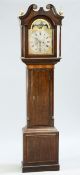 A GEORGE III INLAID OAK 8-DAY LONGCASE CLOCK