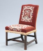 A GEORGIAN MAHOGANY AND UPHOLSTERED SIDE CHAIR