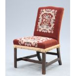 A GEORGIAN MAHOGANY AND UPHOLSTERED SIDE CHAIR