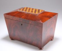 A 19TH CENTURY MAHOGANY TEA CADDY