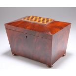 A 19TH CENTURY MAHOGANY TEA CADDY