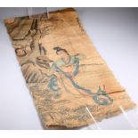 A JAPANESE SCROLL PAINTING, signed. 78cm by 38.5cm