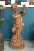 A CAST IRON FIGURAL JARDINIERE