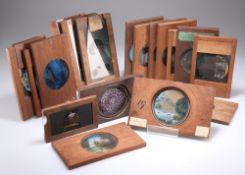 EIGHTEEN VARIOUS 19TH CENTURY MAHOGANY MOUNTED MAGIC LANTERN SLIDES