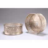 A PAIR OF WILLIAM IV SILVER WINE COASTERS