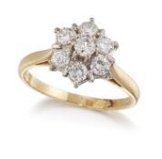 AN 18CT GOLD DIAMOND CLUSTER RING