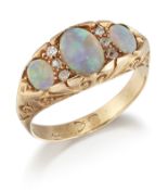 AN 18CT GOLD OPAL AND DIAMOND RING