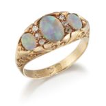 AN 18CT GOLD OPAL AND DIAMOND RING