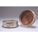 A PAIR OF GEORGE III STYLE SILVER WINE COASTERS