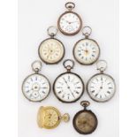 A GROUP OF EIGHT VARIOUS FOB AND POCKET WATCHES