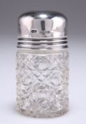 AN EDWARDIAN SILVER-TOPPED GLASS SCENT BOTTLE