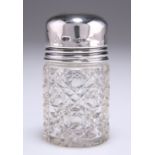 AN EDWARDIAN SILVER-TOPPED GLASS SCENT BOTTLE