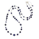 A LAPIS LAZULI, CULTURED PEARL NECKLACE AND AQUAMARINE NECKLACE
