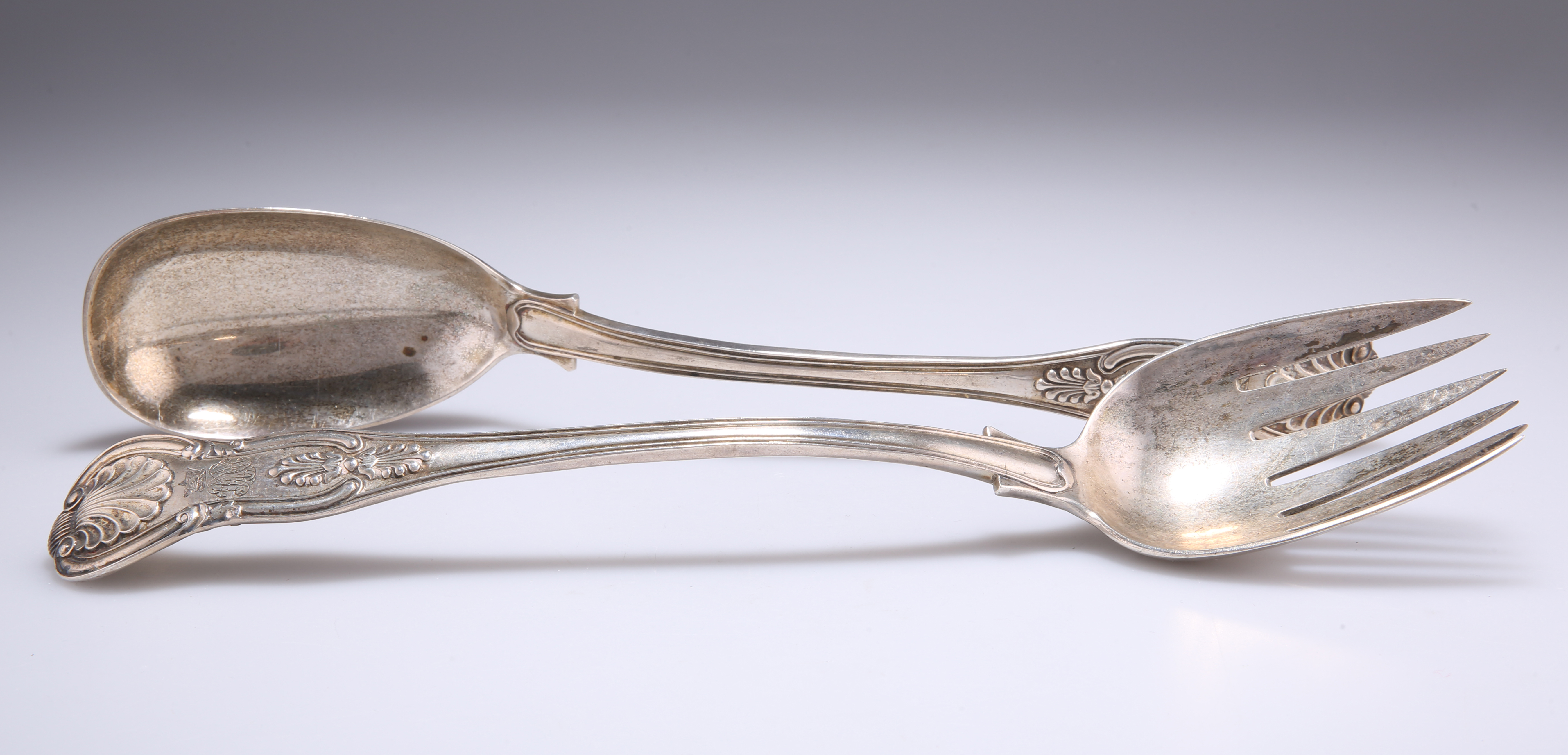 A PAIR OF VICTORIAN SILVER SALAD SERVERS