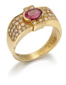 AN 18CT RUBY AND DIAMOND RING