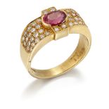 AN 18CT RUBY AND DIAMOND RING