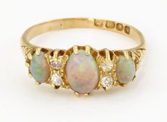 AN 18CT GOLD OPAL AND DIAMOND RING