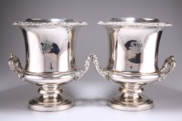 A PAIR OF OLD SHEFFIELD PLATE WINE COOLERS