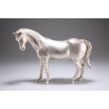 AN ELIZABETH II CAST SILVER MODEL OF A HORSE