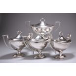 A SET OF FOUR GEORGE III SILVER SAUCE TUREENS