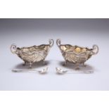 A PAIR OF ART NOUVEAU SILVER SALTS