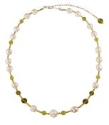 A CULTURED PEARL AND GEMSTONE BEAD NECKLACE