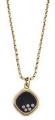 CHOPARD - AN 18CT GOLD DIAMOND AND ONYX HAPPY DIAMONDS NECKLACE ON CHAIN