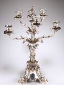 A VICTORIAN SILVER SIX-LIGHT CANDELABRUM CENTREPIECE