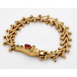 A VICTORIAN GILT METAL SNAKE BRACELET