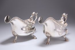 A FINE PAIR OF GEORGE III SILVER SAUCEBOATS