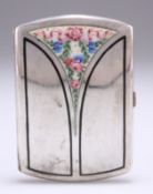 A GERMAN SILVER AND ENAMEL CIGARETTE CASE