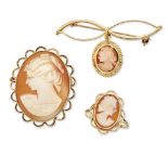 THREE ITEMS OF CAMEO JEWELLERY