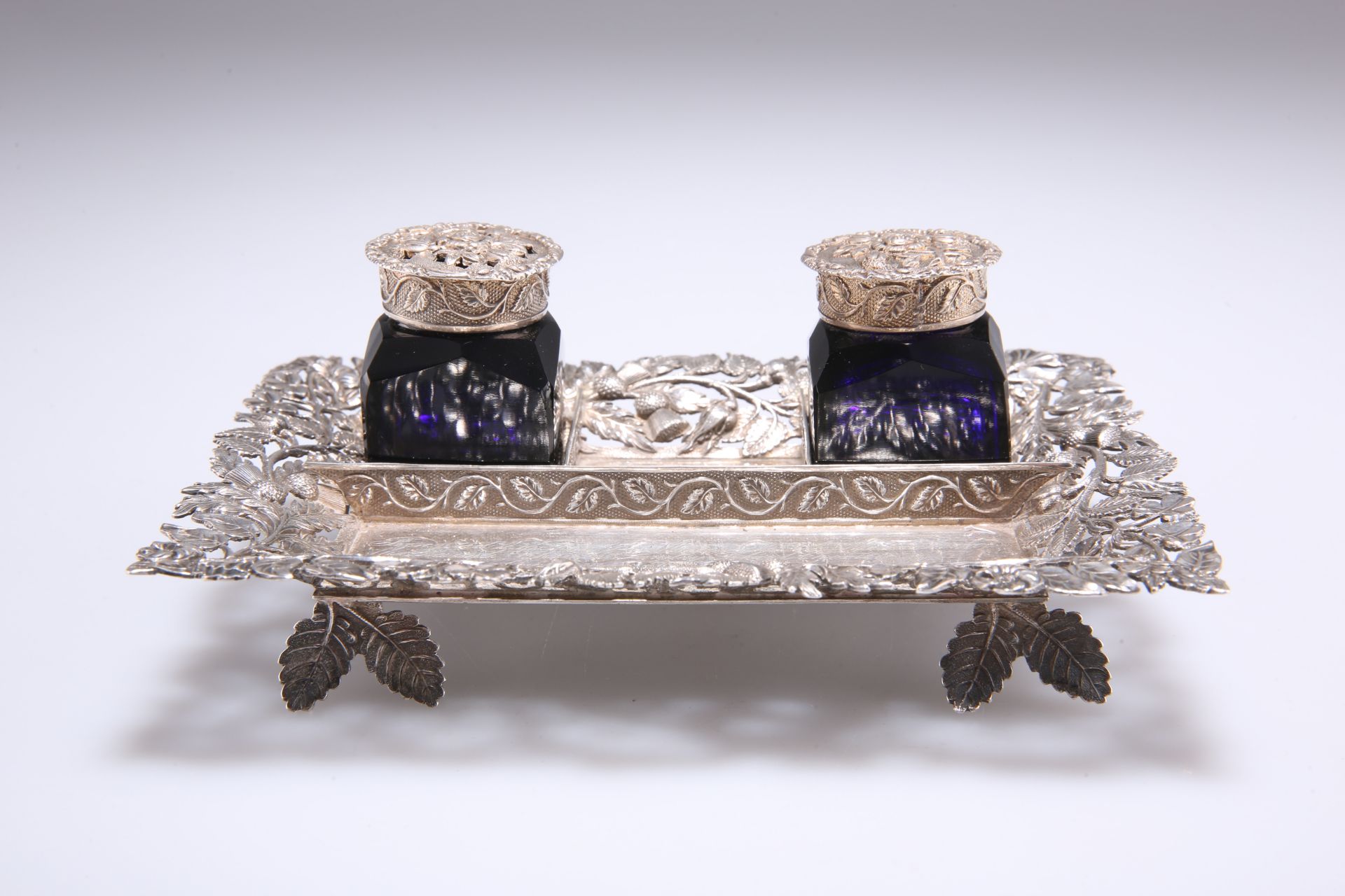 AN EARLY VICTORIAN SILVER INKSTAND