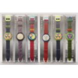 A GROUP OF SIX ASSORTED SWATCH CHRONOGRAPH WATCHES