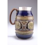 A SILVER-MOUNTED ROYAL DOULTON STONEWARE PITCHER