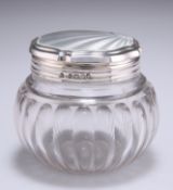 A GEORGE V SILVER AND ENAMEL DRESSING TABLE JAR