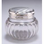 A GEORGE V SILVER AND ENAMEL DRESSING TABLE JAR