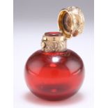 A VICTORIAN GOLD-MOUNTED RUBY GLASS SCENT BOTTLE