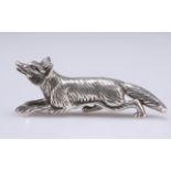 AN ELIZABETH II CAST SILVER MODEL OF A FOX