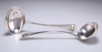 A PAIR OF GEORGE III SILVER SAUCE LADLES