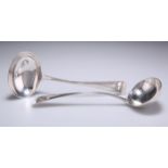 A PAIR OF GEORGE III SILVER SAUCE LADLES