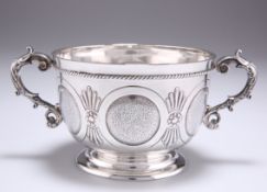 A GEORGE V SILVER TWO-HANDLED BOWL