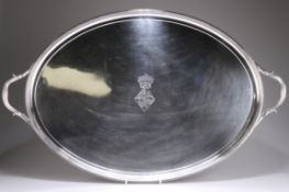 A GEORGE III LARGE OVAL TWIN-HANDLED TRAY