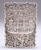 A VICTORIAN SILVER 'CASTLE-TOP' CARD CASE